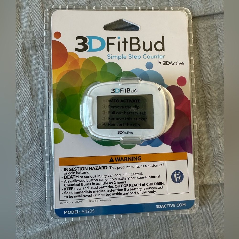Active USA 3DFitBud Simple Step Counter - White